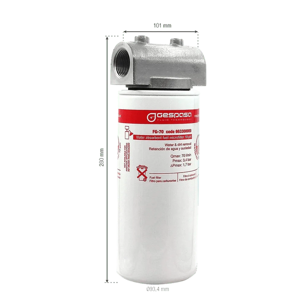 Filtro FG-70 absorbente de agua para gasoil 10 µm