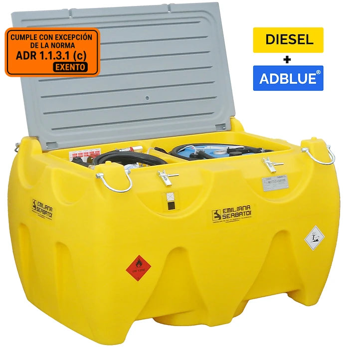 Depósito combinado 900 L gasoil + 100 L AdBlue con bomba eléctrica - Carrytank 900 + 100