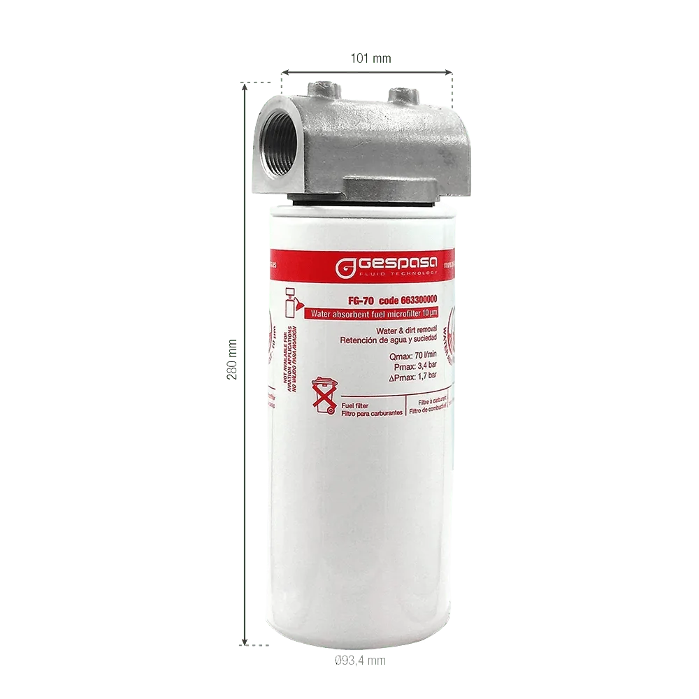 Filtro FG-70 absorbente de agua para gasoil 10 micras